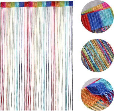 Vitrages - Glitter Slinger Gordijn - Pailletten Gordijn - Kralengordijnen - Vliegengordijn - Eenvoudige Installatie - Kleurrijk Polyester Wandgordijn voor Winkel, Etalage, Bruiloft, Café en Restaurant Scheidingsdecoratie - 100x200cm