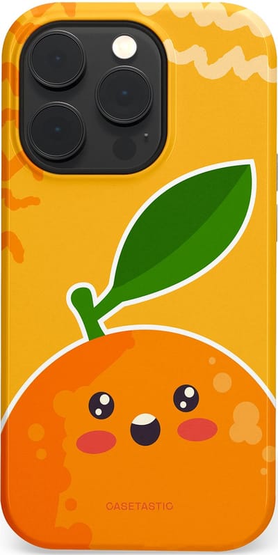Casetastic Hoesje Geschikt voor Apple iPhone 14 Pro Magsafe - Stijlvolle Beschermende Duo-layer Case - Vrolijke Sinaasappel