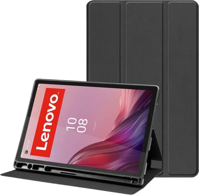 Tablet Hoes Geschikt voor Lenovo Tab M9 | Luxe Tri-Fold Book Case | Kunst Leren Bescherm Hoes | Standaard Functie | Zwart