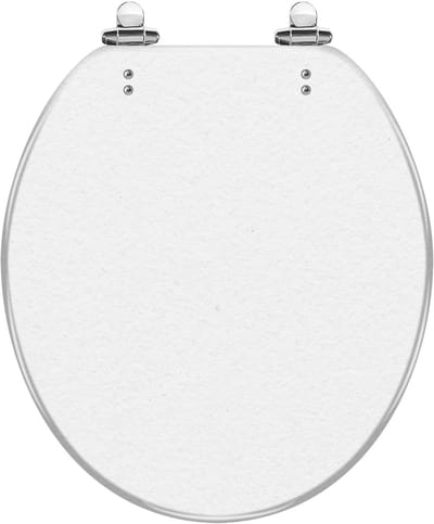 Ronde wc-bril - Decoratieve toiletzitting - Badkamer vernieuwen - Stil sluitend mechanisme - 368 x 419 cm - Wit met patroon