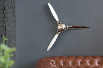 Authentieke wanddecoratie SCREW III 90cm zilveren vliegtuigpropeller - 38540