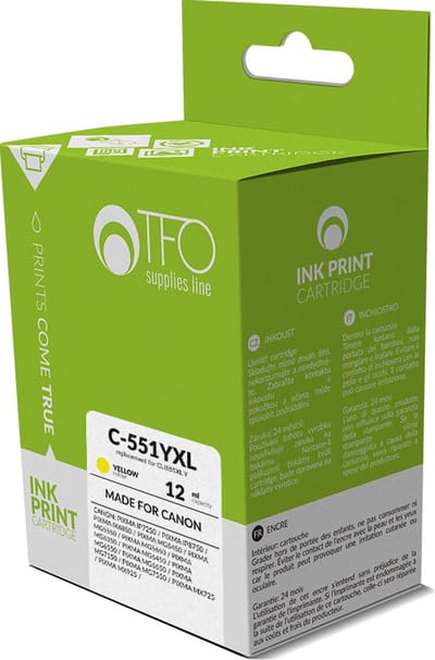 Canon Inkt/Toner cartridge C-551YXL - Vervangt CLI551XL Y - Geel - Geschikt voor Canon PIXMA iP7200, Canon PIXMA IP7210, Canon PIXMA IP7220, Canon PIXMA IP7230, Canon PIXMA IP7240, Canon PIXMA iP7250, Canon PIXMA iP8720, Canon PIXMA iP8750