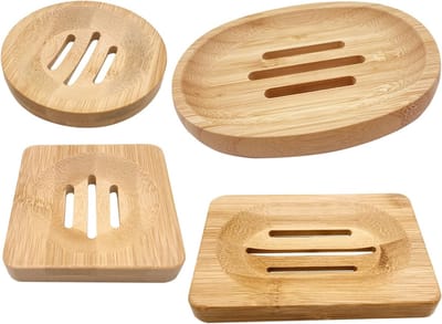 Natuurlijke Houten Zeepdispensers - Set van 4, Ideaal voor Badkamer, Keuken en Organisatie van Sponsen, Vierkant/Rond/Ovaal/Rechthoekig