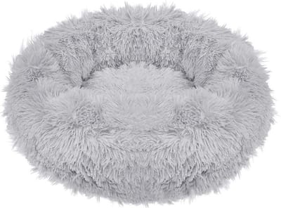 Springos Hondenmand | Superzacht en Luxe | Wasbaar | Donut | Fluffy | Hondenkussen | 70 cm | Licht Grijs