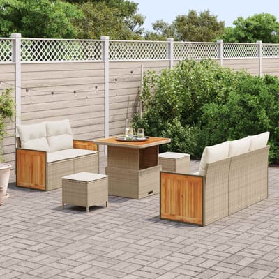 vidaXL - Tuinbank - Set - 8 - st - 8-Aantal - zitplaatsen - Beige - en - Crème
