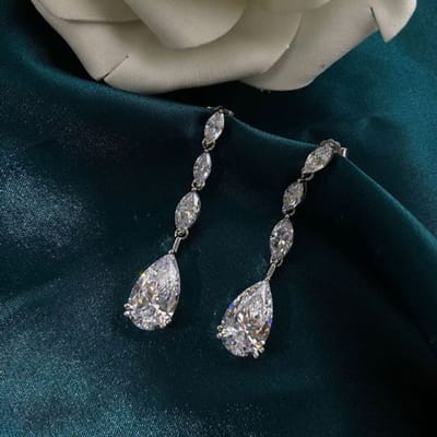 Luxe Witte Diamant Hangende Oorbellen Voor Vrouwen Bruiloft Verloving Vrouwelijke Oorbellen Sieraden S925 Sterling Zilveren Oorbellen black