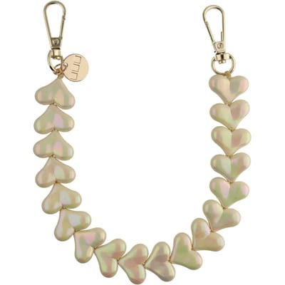 123watches Telefoonkoord Heart - beige glimmend - goud - Geschikt voor iPhone en andere smartphones