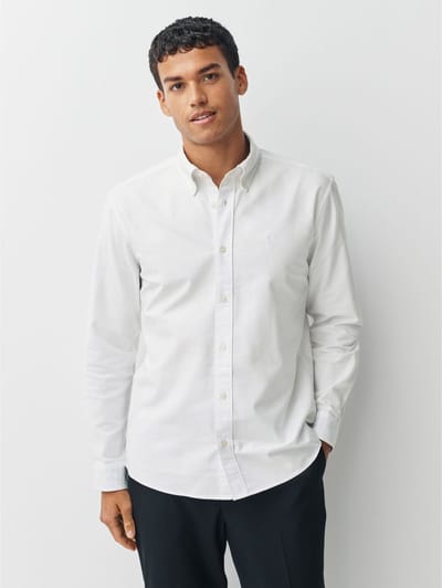 Next - Heren - Slim-fit Oxford-overhemd met lange mouwen - Wit