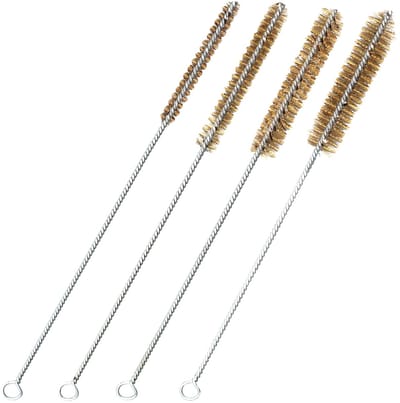 Set van 4 messing buisborstels, draadborstel, multifunctionele slangborstel, voor buisreiniging, 4 verschillende diameters (8 mm/10 mm/12 mm/15 mm)