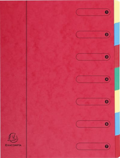 Exacompta 8x Sorteermap Harmonika® met uitrekbare rug en elastosluiting - 7 indelingen - Rood - 5107E