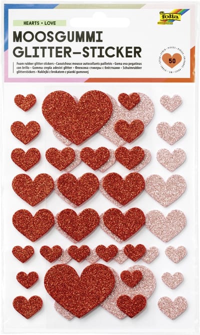 Folia Foam Rubber Glitter Stickers Harten Klassiek