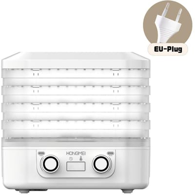 Déshydrateur alimentaire à 5 plateaux avec température réglable, Machine de séchage automatique des aliments pour aliments et viande séchée, EU Plug blanc