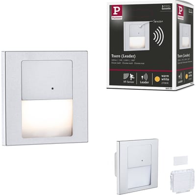 LED-wandinbouwlamp Tsaro hoekig 80x80 mm 1W 80lm 230V 2700K Chroom mat