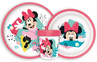 Disney Minnie Serviesset - Beker 260 ml - Diepe kom - Plat bord - 3 stuks - Being More - Antislip eetset - Voor verjaardagen en feestjes - Voor kinderen - Voor meisjes