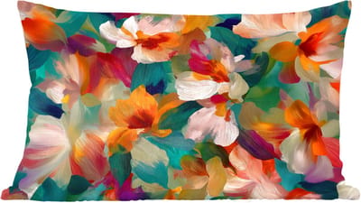 Sierkussens - Kussentjes Woonkamer - 60x40 cm - Harmonieus - Abstracte bloemen - Warme tinten