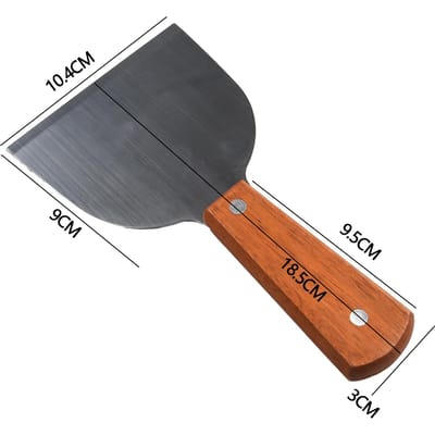 1pcs acier inoxydable manche en bois grande pelle semi-circulaire matériau Steak Spatule barbecue cuisson pizza Grill Flipper outils CHINA gray