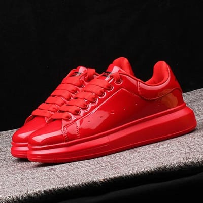 Glanzend lakleer kleine witte schoenen dames koppelmodellen luchtkussen dames skateboard schoenen sneakers dames 39 red