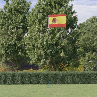 vidaXL - Vlag - met - vlaggenmast - Spanje - 5,5 - m - aluminium