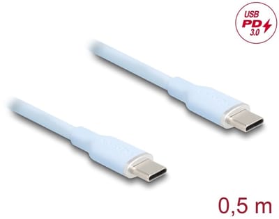 Delock USB 2.0 Cable USB Type-C™ male to male PD 3.0 60 W 0.5 m blue Silicone