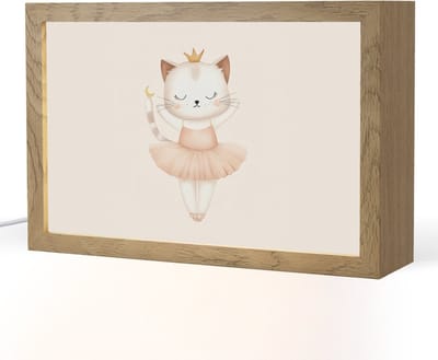 Nachtlampje 30x20 cm - Kinder lampje - Ballerina - Kitten - Beige - Tafellamp kinderkamer - Slaapkamer lamp - Bedlamp kinderen - Kinderlampje stopcontact - Wandlamp babykamer - Nachtlampjes