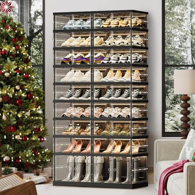 Opvouwbare schoenenkast - Schoenenrek deuren - Schoenen opbergen - 9 niveaus - 87 x 35 x 169 cm - Zwart
