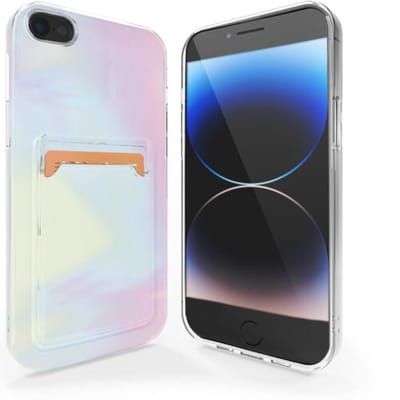 ShieldCase telefoonhoesje geschikt voor Apple iPhone 7/8 hoesje pasjes - Galaxy Pink - Marmer look hoesje - Marmeren uitstraling met pasjeshouder - Shockproof hardcase