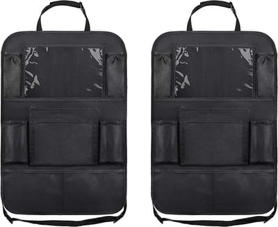 Autostoel Organizer met Tablet houder - 2 Stuks - Zwart - Kwalitatieve Stoelhouder - Opbergzak voor aan Autostoel - Autostoel Organizer Tablet Houder