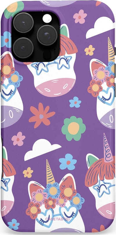 Casetastic hoesje geschikt voor Apple iPhone 16 Pro Max - MagSafe - Dubbellaagse bescherming - Eenhoorn Magie - Fashion Case - Lavendel Wit Lichtroze