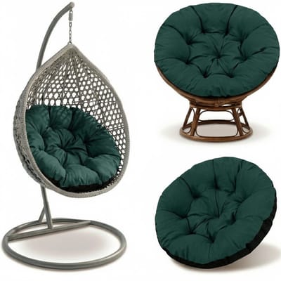 Hangstoel Kussen 110 cm – Papasan Kussen & Eivormige stoel rond – groot zitkussen waterafstotend voor Tuin Terras Veranda Binnen Buiten Rotan en Woonkamer Groente Schaduw B
