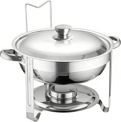 Voedselverwarmer Set - Buffet Container - Gerechten Warm Houden - Roestvrij Staal - 4.5 of 6 Liter - Zilver