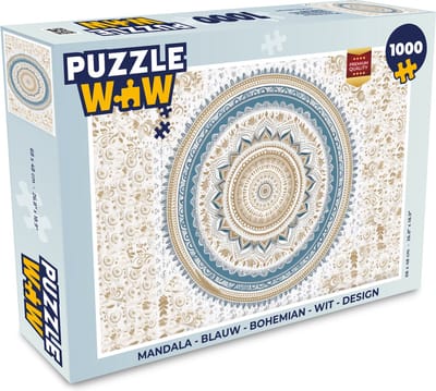 Puzzel Mandala - Blauw - Bohemian - Wit - Design - Legpuzzel - Puzzel 1000 stukjes volwassenen