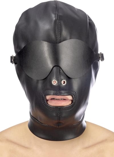 Fetish Tentation - Bondage Masker - Vrije Neusgaten en Mond - Afneembare Blinddoek - Zwart