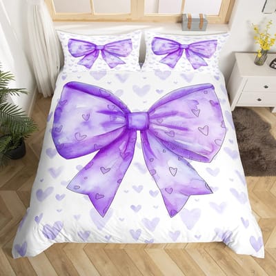 Strik Meisjesachtig Dekbedovertrek Kersen Taart Cartoon Beddengoed Set Schattige Stippen Liefde Hart Strik Dekbedovertrek, Roze Kawaii Dekbedovertrek EU single(135x200cm)