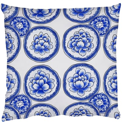 Sierkussens - Kussentjes Woonkamer - 50x50 cm - Cirkels - Bloemen - Blauw