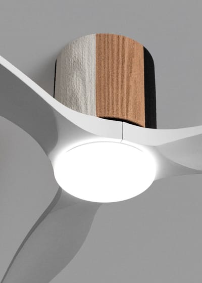 CREATE - Stille plafondventilator 100% hout 40W (Ø132cm) - Met licht LED - Afstandsbediening - 6 snelheden - Programmeerbaar - WIND CALM CUSTOM WOVEN
