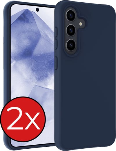 Hoesje - 2 Stuks - Geschikt voor Samsung Galaxy A55 - Sterk & Shockproof - Telefoonhoes - Back Cover - Case Siliconen - Telefoon Hoes - Donkerblauw