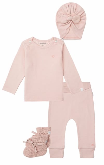 Noppies - Kledingset - 4 delig - Broek Naura Rose Smoke - Shirt Natal - Muts Niwot - Slofjes Nelson - Maat 44