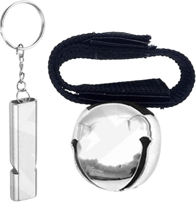 Bellen voor beren - Outdoor veiligheid - Dieren waarschuwen - Met dempstand - 6 x 6 x 4 cm - Zilver