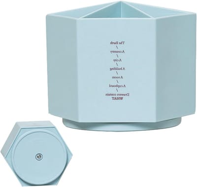 Decoratieve Draaiende Bureau Organizer voor Pennen en Potloden - 6 Compartimenten, Blauw Kantooraccessoires voor een Opgeruimd Bureau