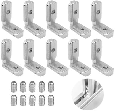 Aluminium profiel 30 x 30 connectoren - 10 stuks L-vormige binnenhoekverbindingen