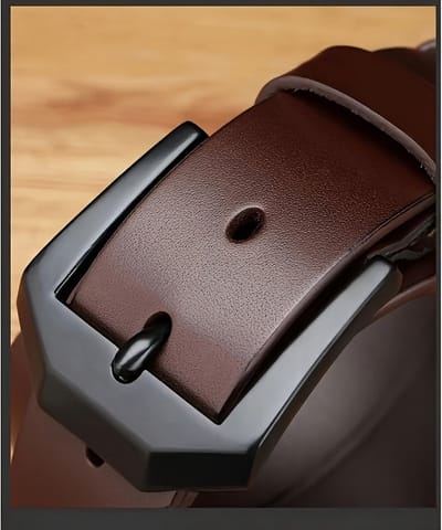 Dutchers® Leren Riem - Echt Leer - Broekriem - Nette kledingriem - Pantalonriem - Verstelbaar - Vierkante Gesp - Bruin