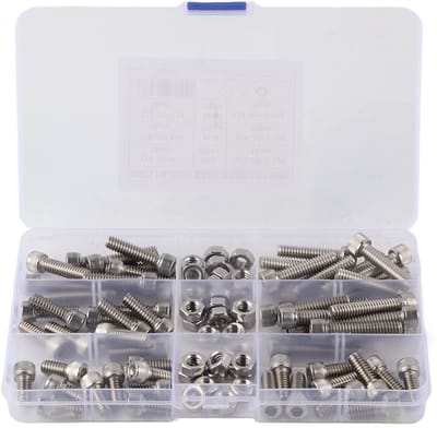 Dailygoods- Inbusschroeven 90-delig - Roestvrij Staal - Zeskantschroeven - Transparante Opbergkoffer - Duurzaam - 6 Maten - Schroeven