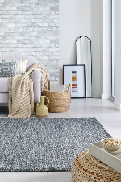 Flycarpets Minerals Uni Modern Laagpolig - Wol - Bolletjes Vloerkleed - Grijs - 160x230 cm
