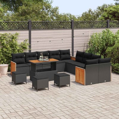 vidaXL - Tuinbank - Set - 14 - st - 14-Aantal - zitplaatsen - Zwart