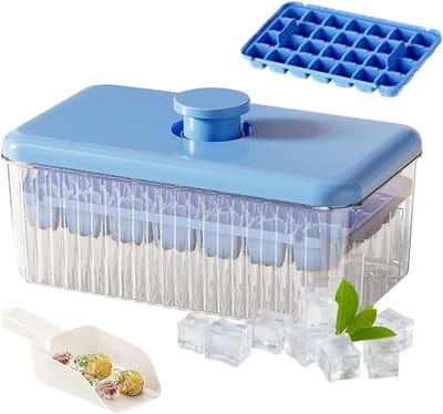 IJsblokjeshouder Deksel - Ijsvormen Bak - Dranken Koelen - Snelle Productie - 56 IJsblokjes - Blauw