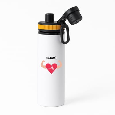 Hacebo® - Bodybuilding met eigen naam waterfles met draaidop oranje - Fitness - Bodybuilder - Sport - water fles - 850ML
