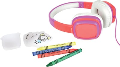 AV:Link roze-witte doodle design je eigen hoofdtelefoon voor kinderen