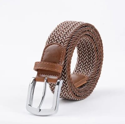 Go Go Gadget - Gevlochten riem - Elastisch - 105/120cm - Bruin/ Wit