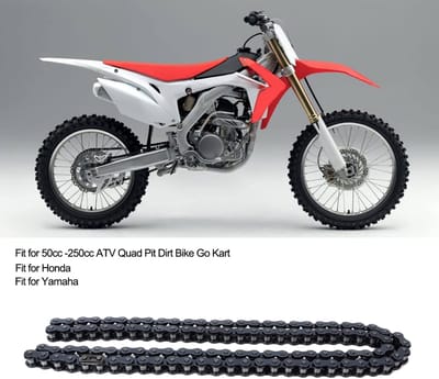 Dailygoods- Pit Bike Ketting 110 Links - Hoogwaardig Metaal - Corrosiebestendig - Eenvoudig te Installeren - ATV Quad/Dirt Bike - Maximale Duurzaamheid - Motorketting