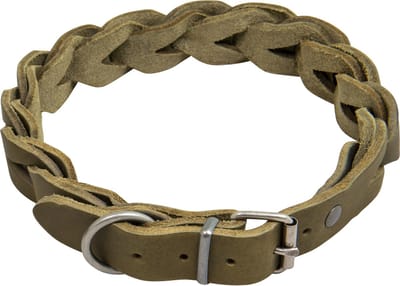 Animal Boulevard Ab30140 - Hals- En Leibanden - Hond - Ab Country Leather Gevlochten Halsband Olijf-25mmx47-53cm - Maat: 25mmx47-53cm - 205360